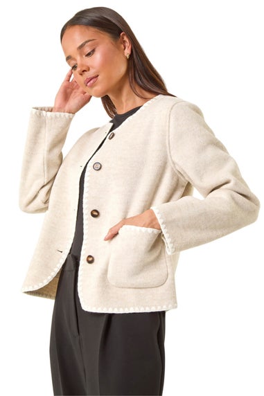 Roman Stone Petite Blanket Stitch Jacket