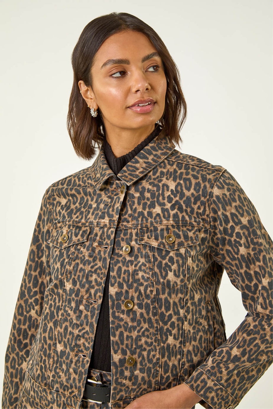 Roman Chocolate Animal Print Twill Jacket