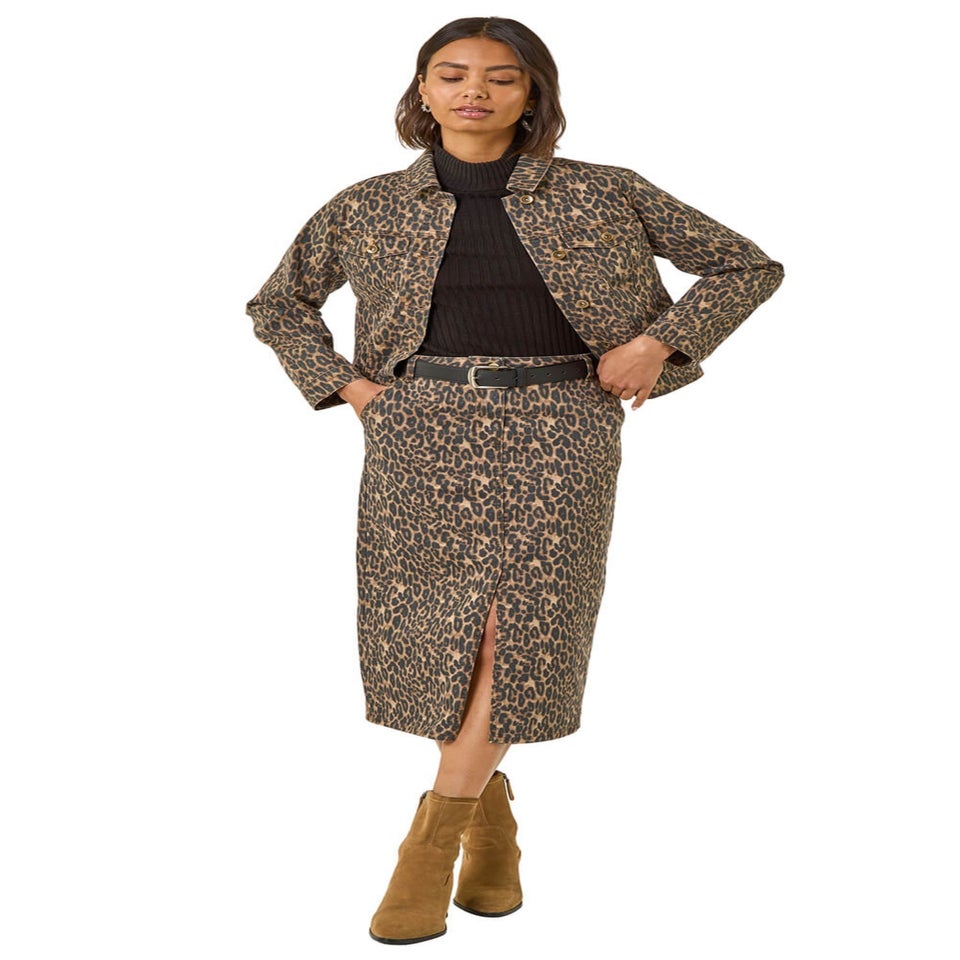Roman Chocolate Animal Print Twill Jacket
