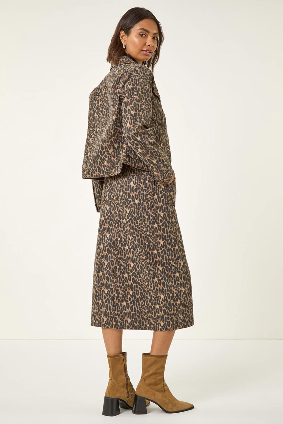 Roman Chocolate Animal Print Twill Jacket