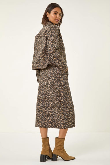 Roman Chocolate Animal Print Twill Jacket