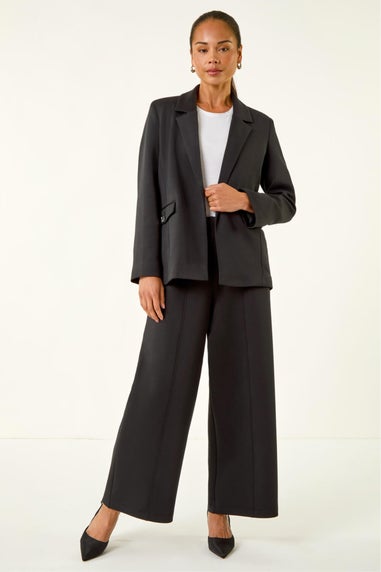 Roman Black Petite Pocket Detail Stretch Blazer
