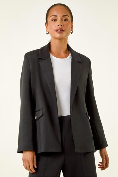 Roman Black Petite Pocket Detail Stretch Blazer