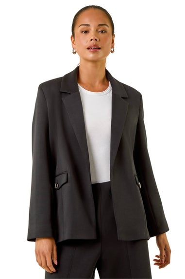 Roman Black Petite Pocket Detail Stretch Blazer