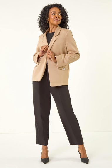 Roman Stone Petite Pocket Detail Stretch Blazer