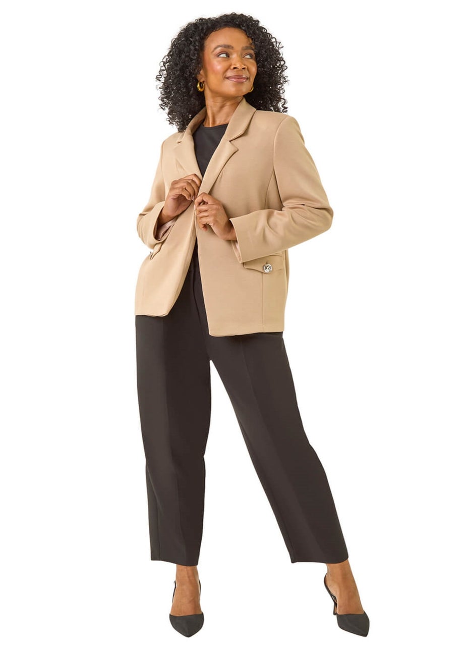 Roman Stone Petite Pocket Detail Stretch Blazer