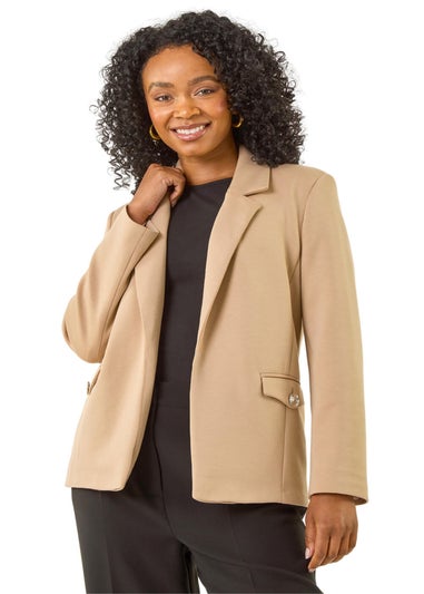 Roman Stone Petite Pocket Detail Stretch Blazer
