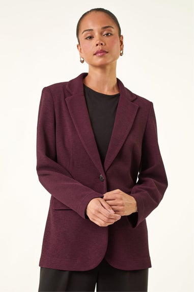 Roman Plum Petite Textured Buttoned Blazer