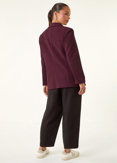 Roman Plum Petite Textured Buttoned Blazer