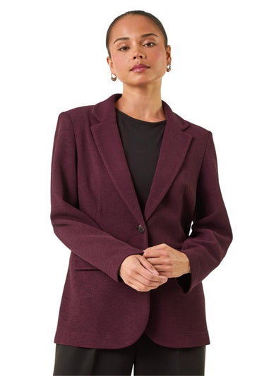 Roman Plum Petite Textured Buttoned Blazer