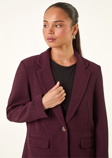 Roman Plum Petite Textured Buttoned Blazer