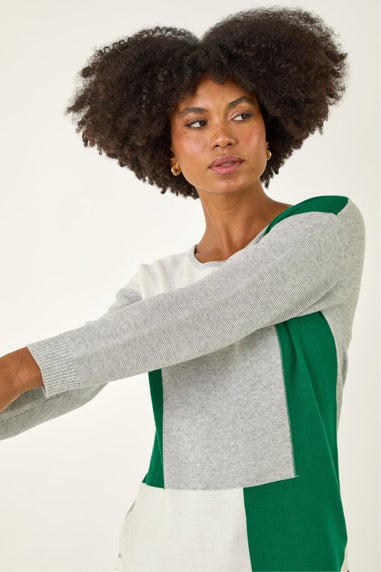 Roman Grey Colour Block Ribbed Jumper