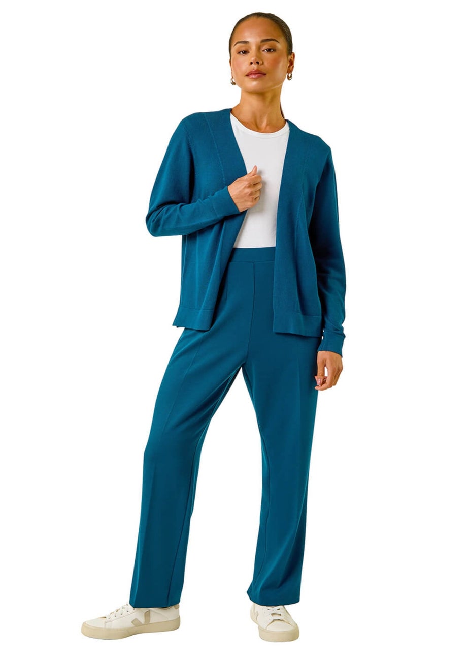 Roman Teal Petite Plain Stretch Cardigan