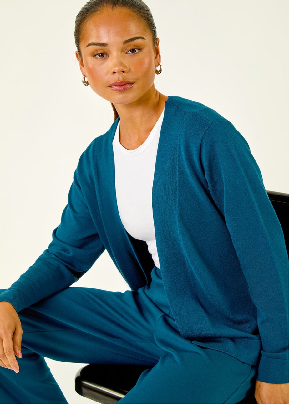 Roman Teal Petite Plain Stretch Cardigan