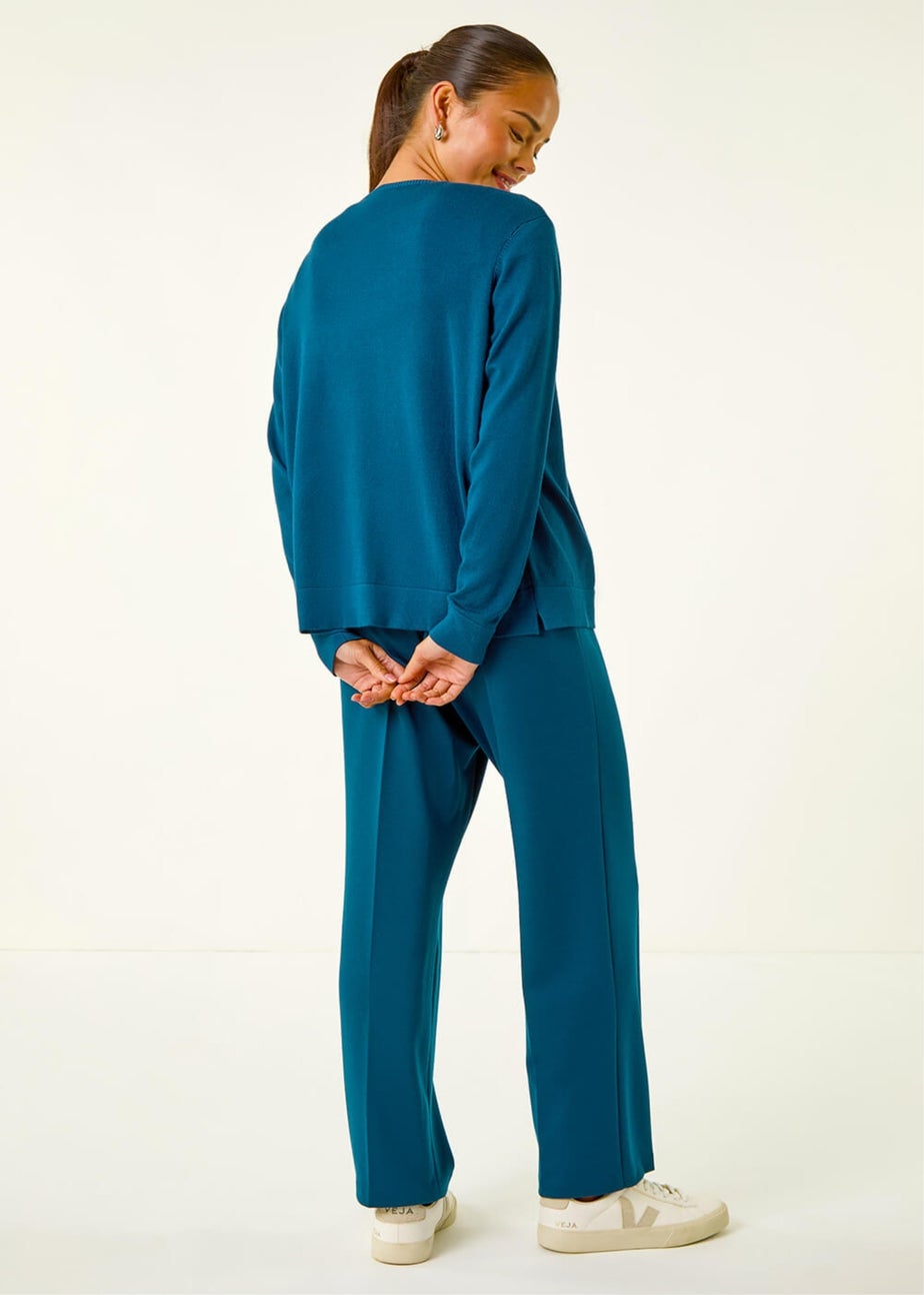 Roman Teal Petite Plain Stretch Cardigan