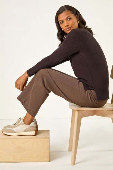 Roman Chocolate Plain Soft Crew Neck Jumper