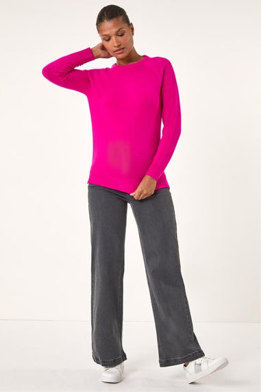 Roman Cerise Plain Soft Crew Neck Jumper