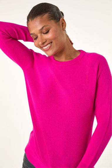 Roman Cerise Plain Soft Crew Neck Jumper