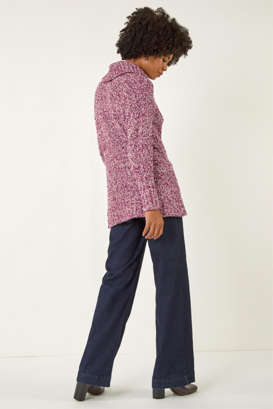 Roman Red Roll Neck Button Detail Longline Jumper