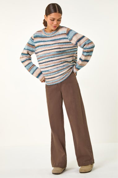 Roman Denim Wool Blend Striped Stretch Jumper