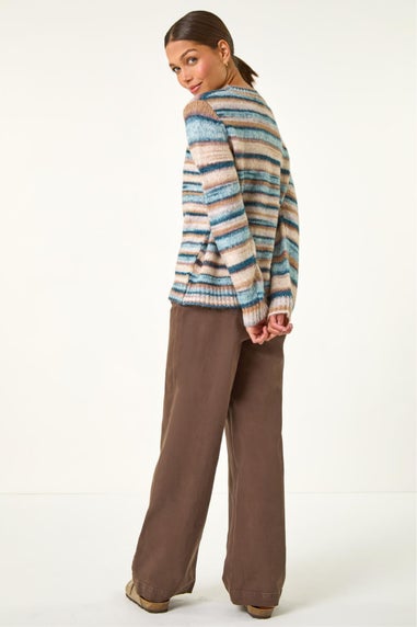 Roman Denim Wool Blend Striped Stretch Jumper