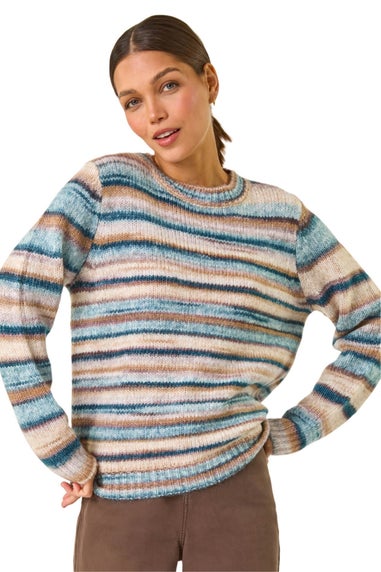 Roman Denim Wool Blend Striped Stretch Jumper