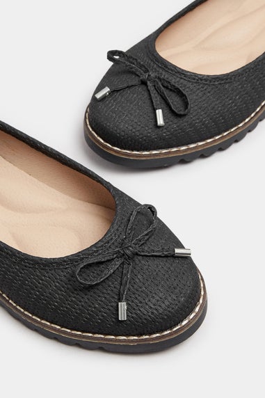 Yours Black Woven Ballet Pumps In Extra Wide EEE Fit