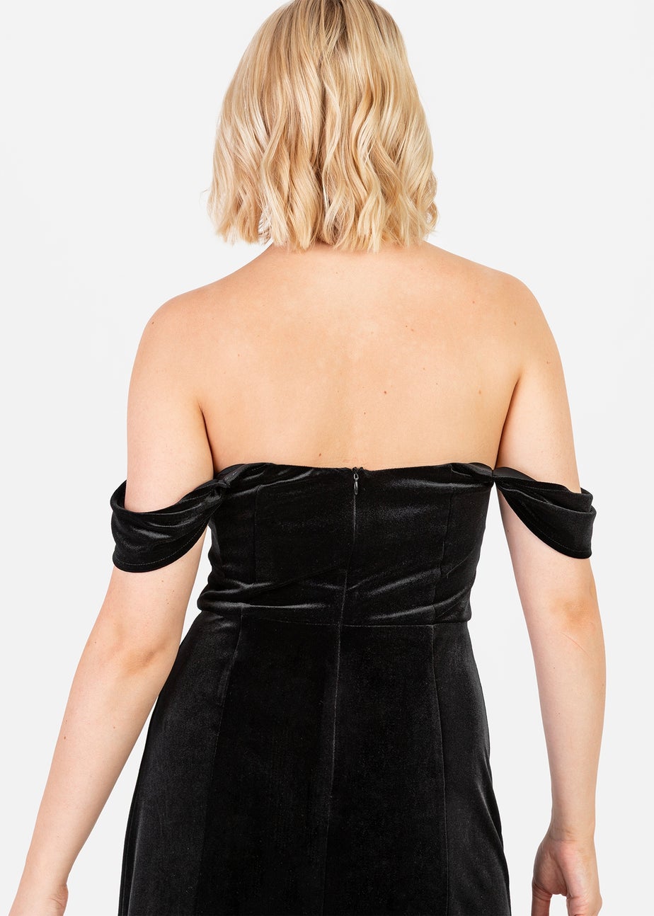 Maya Deluxe Black Velvet Bardot Dress