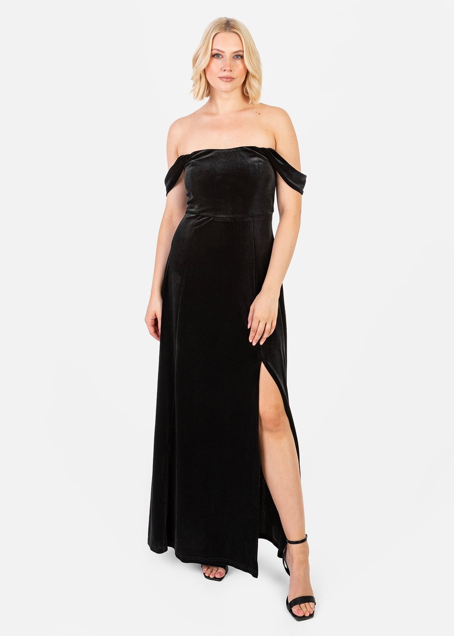 Maya Deluxe Black Velvet Bardot Dress