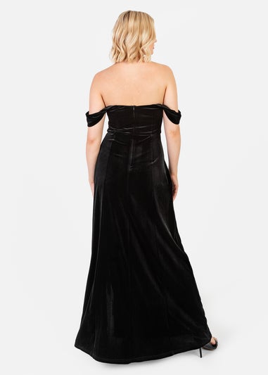 Maya Deluxe Black Velvet Bardot Dress