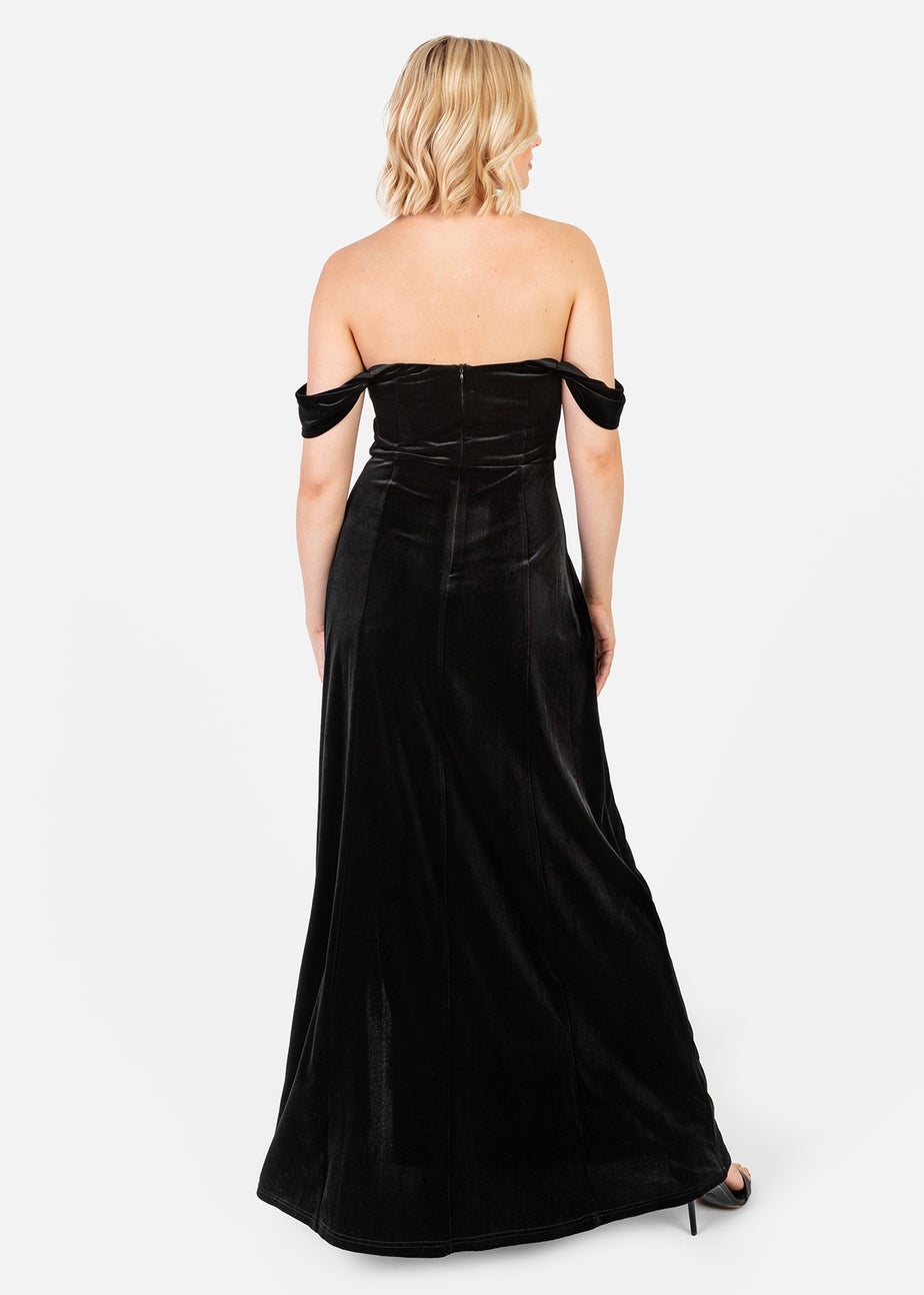 Maya Deluxe Black Velvet Bardot Dress