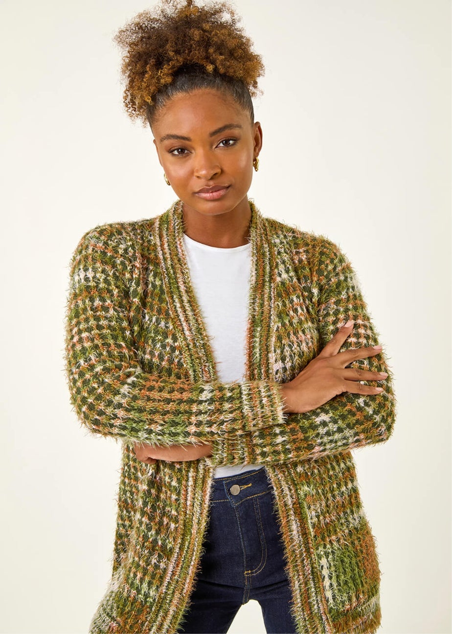 Roman Olive Spacedye Fluffy Cardigan