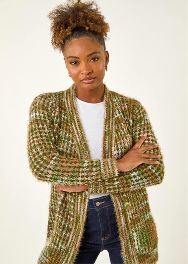 Roman Olive Spacedye Fluffy Cardigan