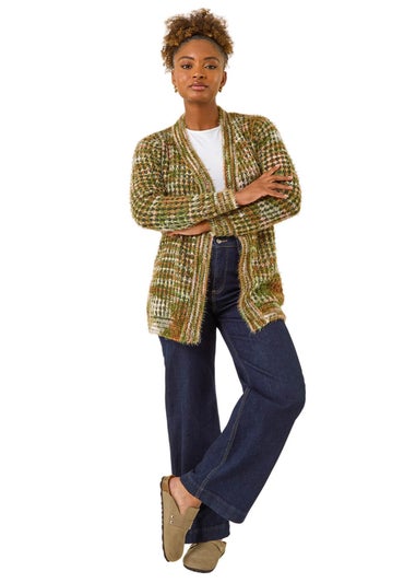 Roman Olive Spacedye Fluffy Cardigan