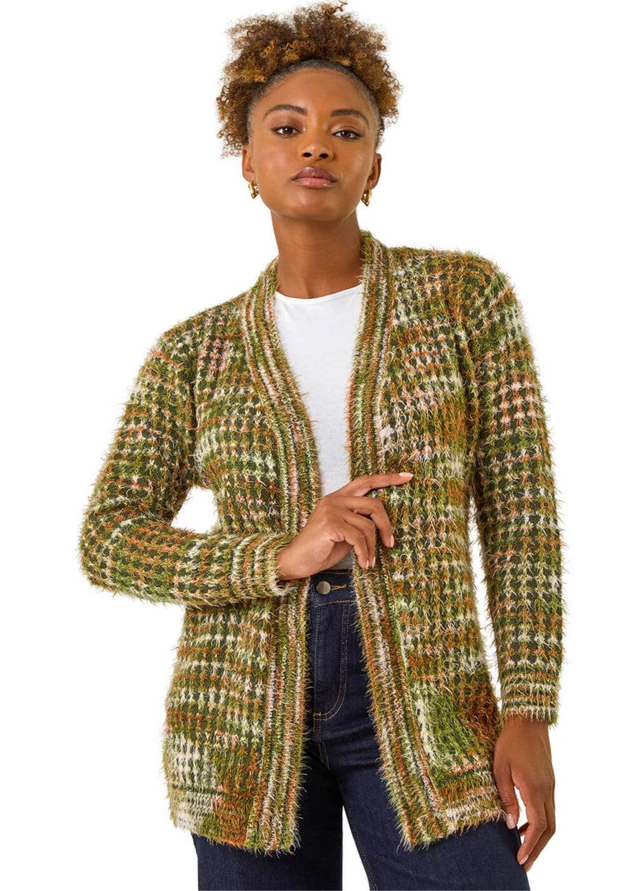 Roman Olive Spacedye Fluffy Cardigan