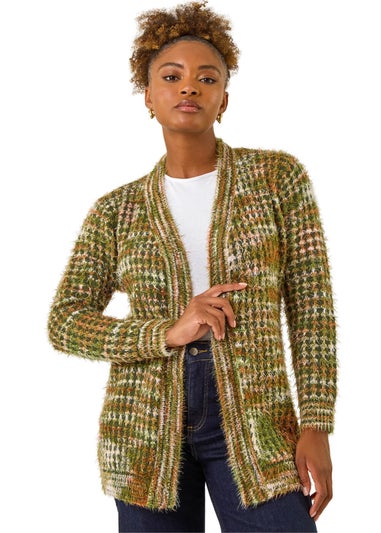 Roman Olive Spacedye Fluffy Cardigan