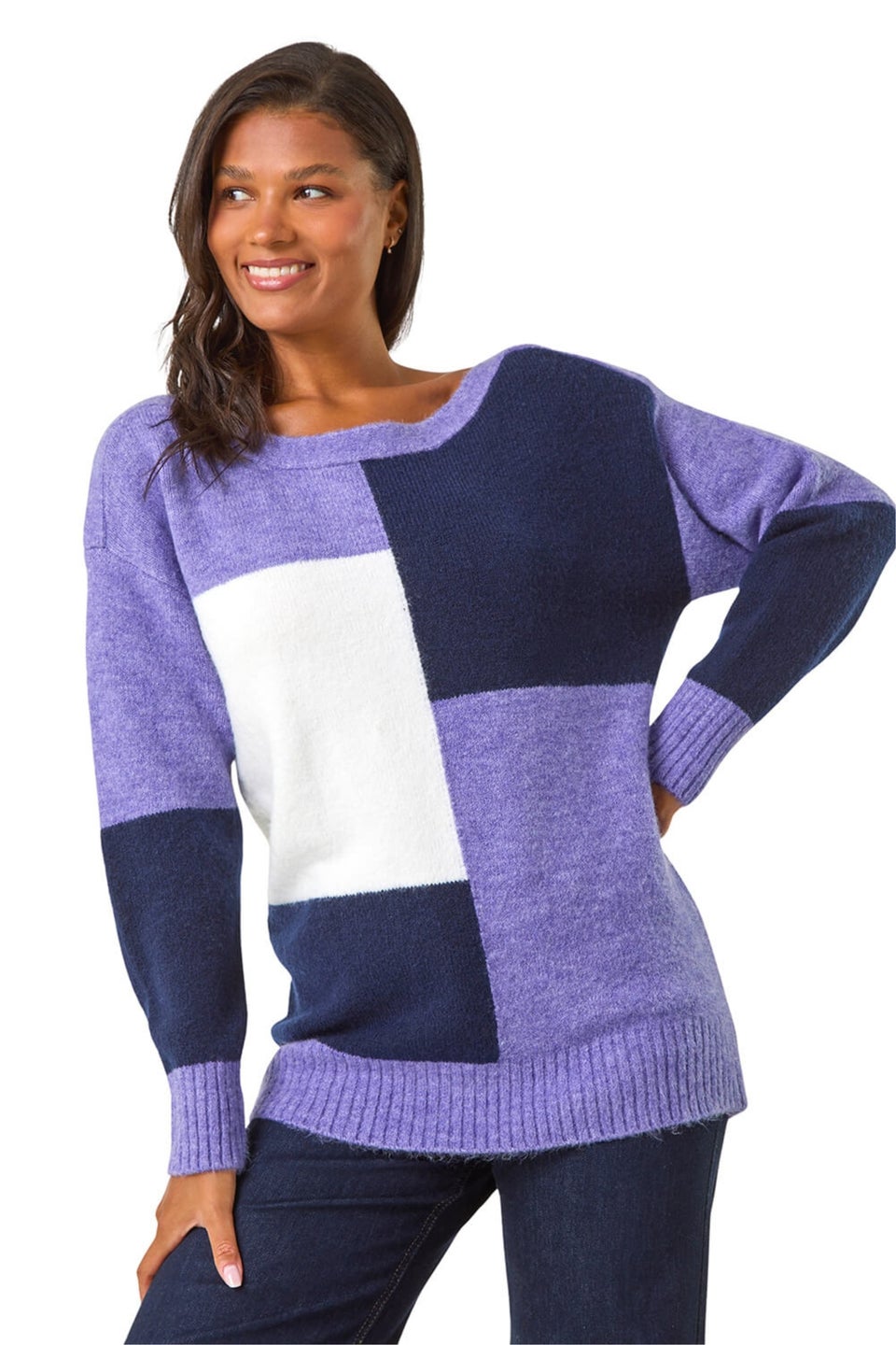 Roman Lavender Colour Block Knit Jumper