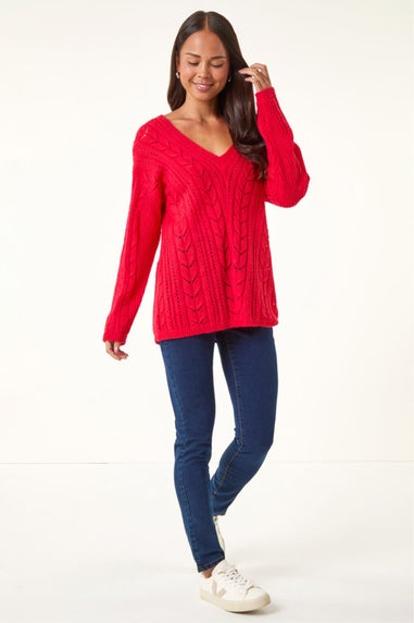 Roman Red Petite V-Neck Knit Jumper