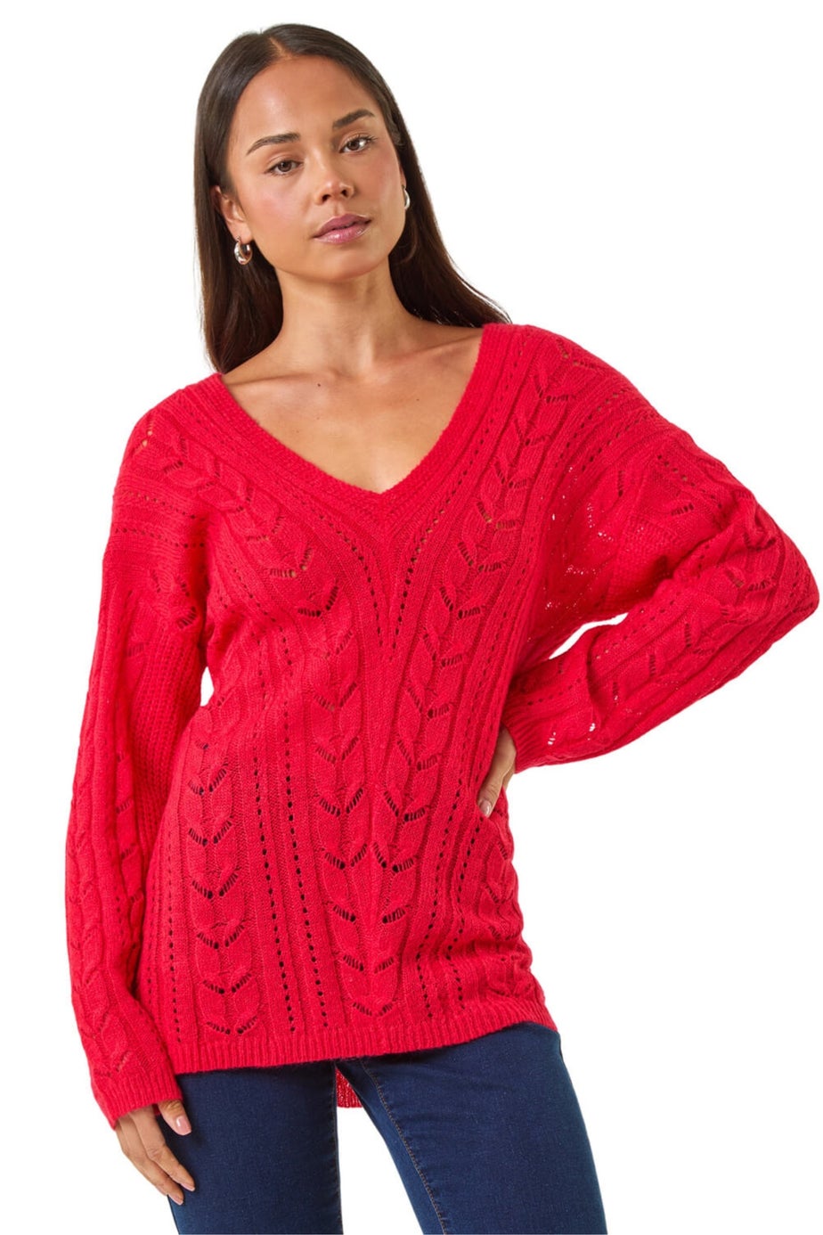 Roman Red Petite V-Neck Knit Jumper