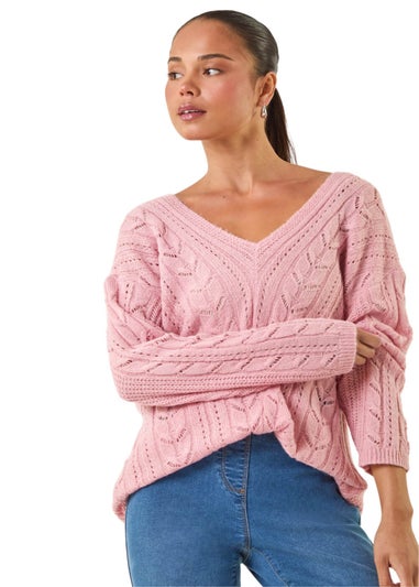 Roman Light Pink Petite V-Neck Knit Jumper