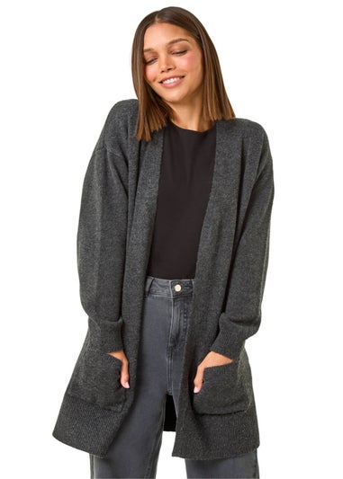 Roman Charcoal Soft Knit Longline Cardigan