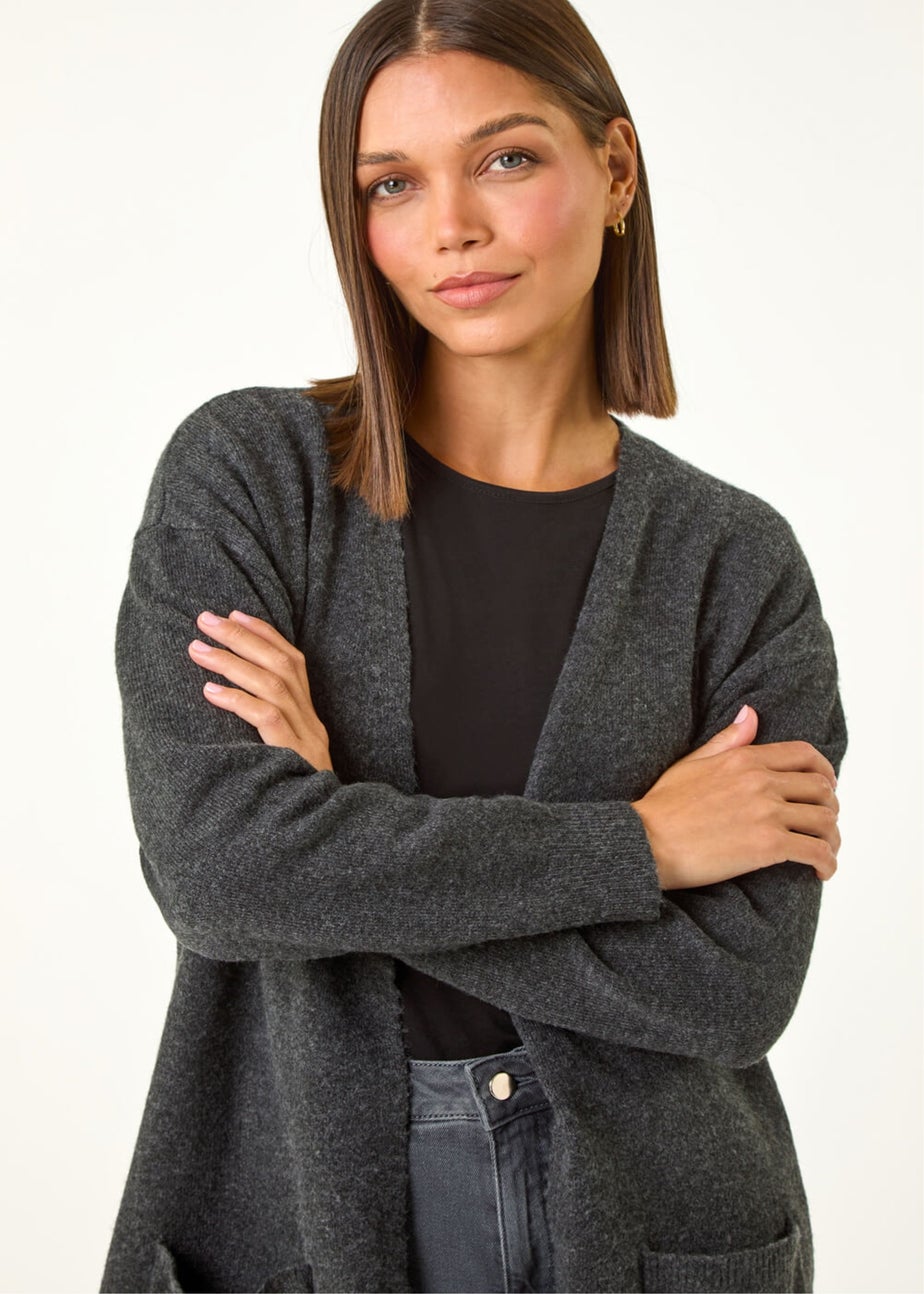 Roman Charcoal Soft Knit Longline Cardigan