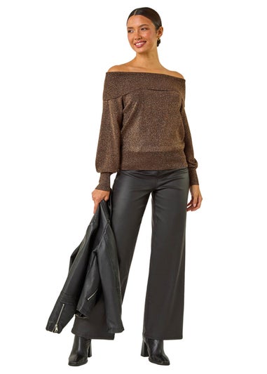 Roman Bronze Bardot Shimmer Knit Jumper