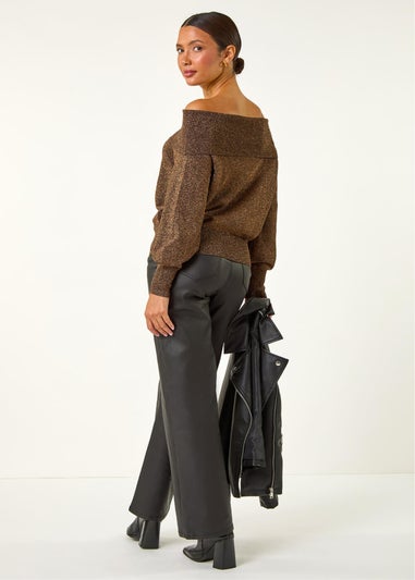 Roman Bronze Bardot Shimmer Knit Jumper