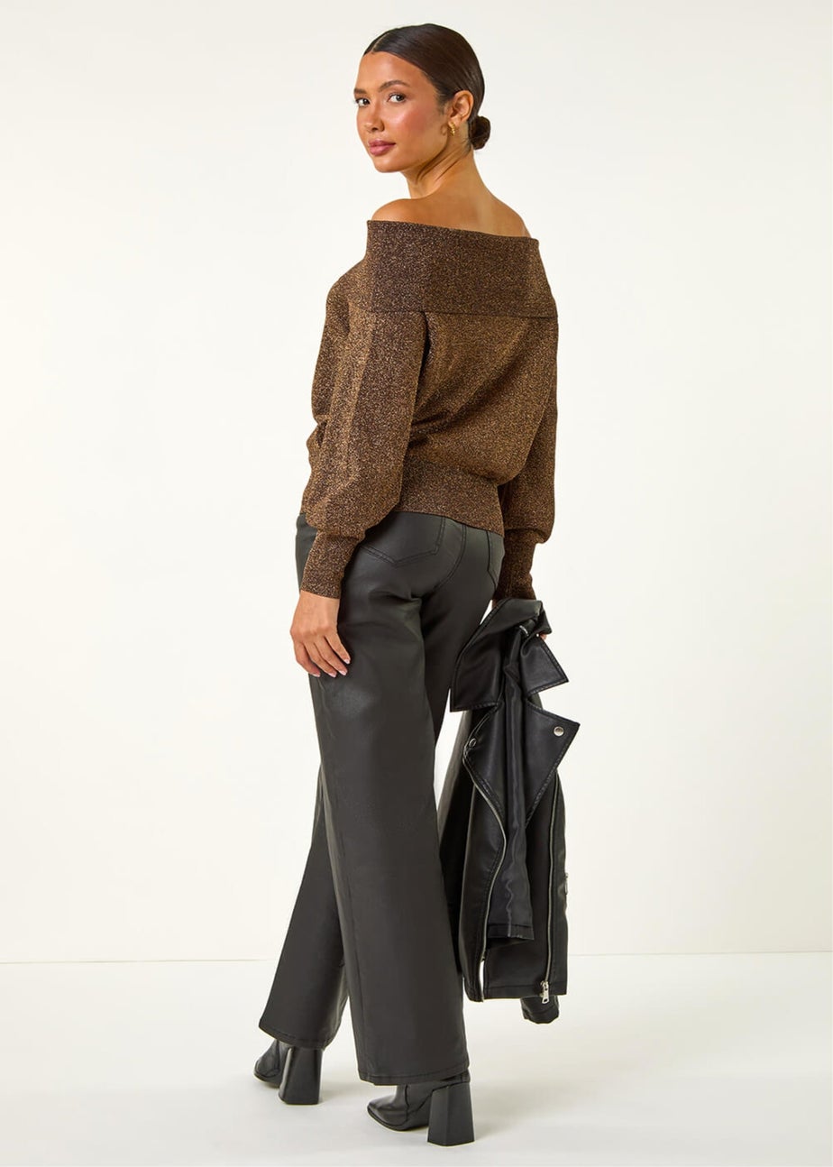 Roman Bronze Bardot Shimmer Knit Jumper