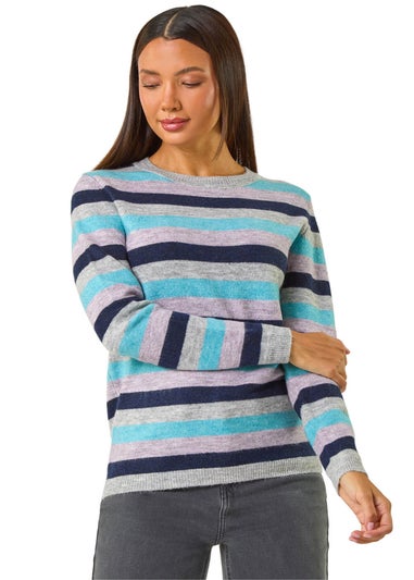 Roman Blue Stripe Soft Knit Jumper