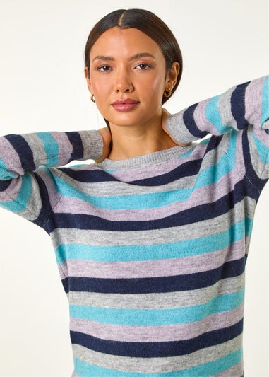 Roman Blue Stripe Soft Knit Jumper