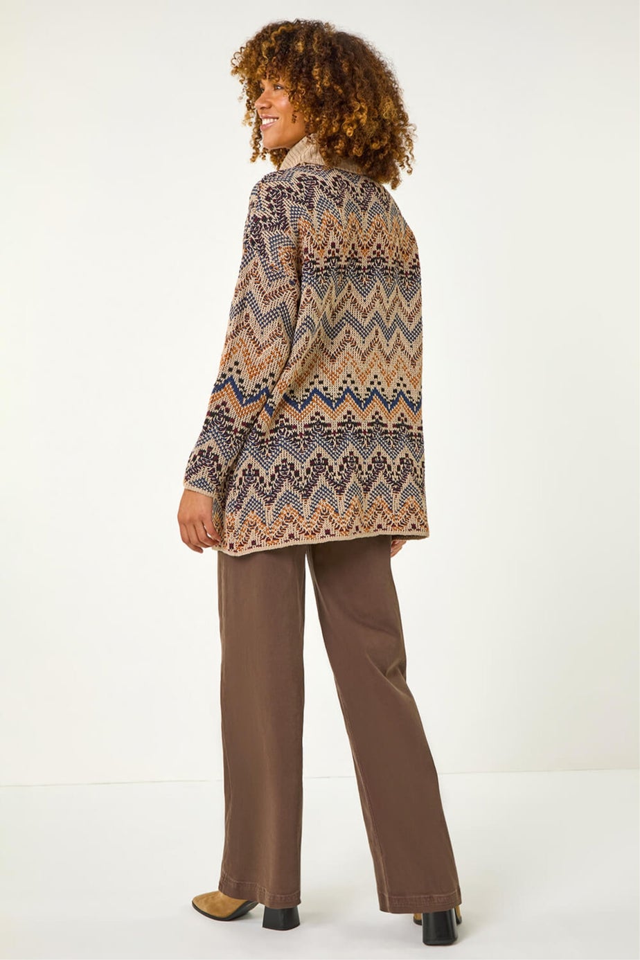 Roman Multi Jacquard Pattern Turtle Neck Knit Jumper