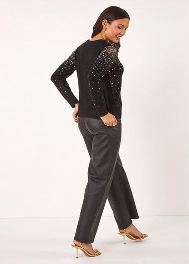 Roman Black Sprinkle Sequin Knit Jumper