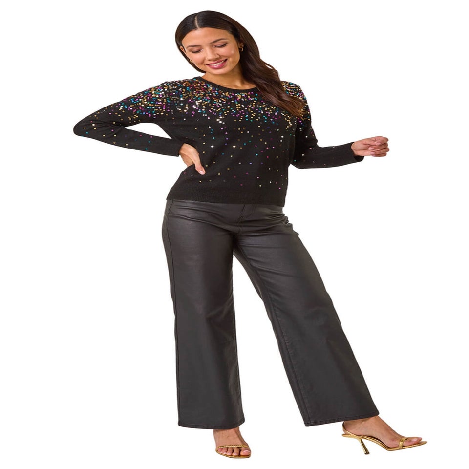 Roman Black Sprinkle Sequin Knit Jumper